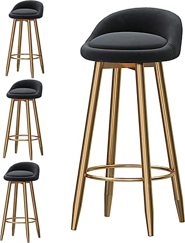 DFKGLCRR Counter Höhe Hocker Barhocker Satz von 4 Samt gepolstert Küche Barhocker Counter Hocker Modern Low Back Frühstück Höhe Hocker mit Fußstütze Sitzhöhe 75cm (Black,65cm) von DFKGLCRR