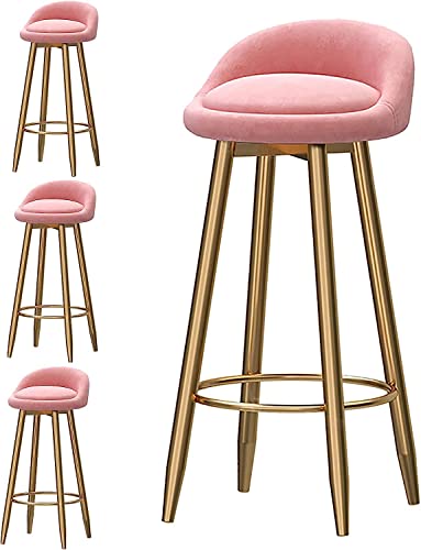 DFKGLCRR Counter Höhe Hocker Barhocker Satz von 4 Samt gepolstert Küche Barhocker Counter Hocker Modern Low Back Frühstück Höhe Hocker mit Fußstütze Sitzhöhe 75cm (Coffee,65cm) von DFKGLCRR