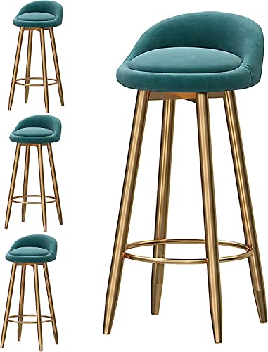 DFKGLCRR Counter Höhe Hocker Barhocker Satz von 4 Samt gepolstert Küche Barhocker Counter Hocker Modern Low Back Frühstück Höhe Hocker mit Fußstütze Sitzhöhe 75cm (Green,65cm) von DFKGLCRR