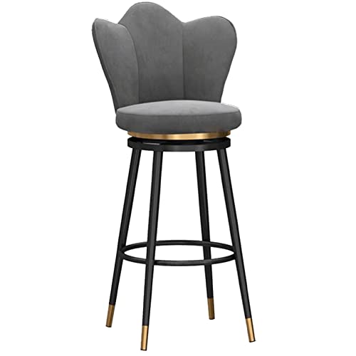 DFKGLCRR Counter Höhe Hocker Barhocker Stuhl Barhocker mit Metallbeinen und Fußstütze, Moderne gepolsterte Samt Drehstühle Satz von 1/2 für Küche Esszimmer (Grey,1Pcs#D) von DFKGLCRR