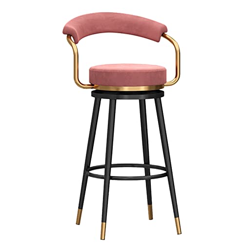 DFKGLCRR Counter Höhe Hocker Barhocker Stuhl Barhocker mit Metallbeinen und Fußstütze, Moderne gepolsterte Samt Drehstühle Satz von 1/2 für Küche Esszimmer (Pink,1Pcs#C) von DFKGLCRR