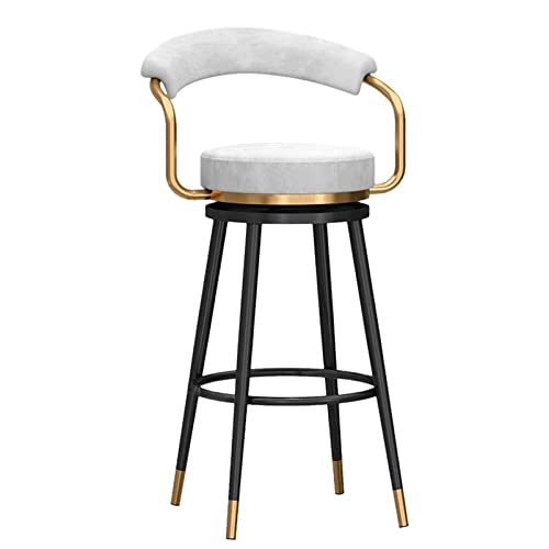 DFKGLCRR Counter Höhe Hocker Barhocker Stuhl Barhocker mit Metallbeinen und Fußstütze, Moderne gepolsterte Samt Drehstühle Satz von 1/2 für Küche Esszimmer (White,1Pcs#C) von DFKGLCRR