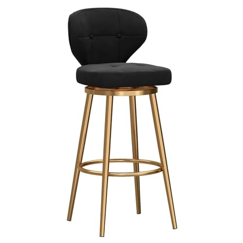DFKGLCRR Counter Höhe Hocker Frühstück Bar Stühle, 360° Swivel Counter Höhe Barhocker, Küche Esszimmer Stuhl für Home Pub Barhocker, Gebogene Rückenlehne ＆ Runde Fußstütze (Black,25.6''(65cm)) von DFKGLCRR