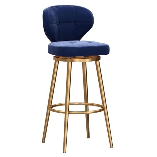 DFKGLCRR Counter Höhe Hocker Frühstück Bar Stühle, 360° Swivel Counter Höhe Barhocker, Küche Esszimmer Stuhl für Home Pub Barhocker, Gebogene Rückenlehne ＆ Runde Fußstütze (Blue,29.5''(75cm)) von DFKGLCRR