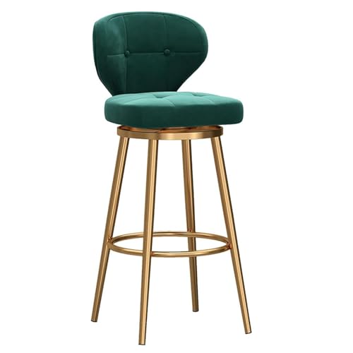 DFKGLCRR Counter Höhe Hocker Frühstück Bar Stühle, 360° Swivel Counter Höhe Barhocker, Küche Esszimmer Stuhl für Home Pub Barhocker, Gebogene Rückenlehne ＆ Runde Fußstütze (Green,29.5''(75cm)) von DFKGLCRR
