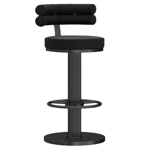 DFKGLCRR Counter Höhe Hocker Heavy Duty Barhocker mit Drehstuhl zurück, samt Sitz, Moderne Küche Insel Esszimmer Counter einstellbare Barhocker (Black,65-80cm(25.6-31.5'')) von DFKGLCRR