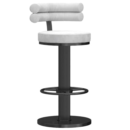 DFKGLCRR Counter Höhe Hocker Heavy Duty Barhocker mit Drehstuhl zurück, samt Sitz, Moderne Küche Insel Esszimmer Counter einstellbare Barhocker (White,45-60cm(17.7-23.6'')) von DFKGLCRR