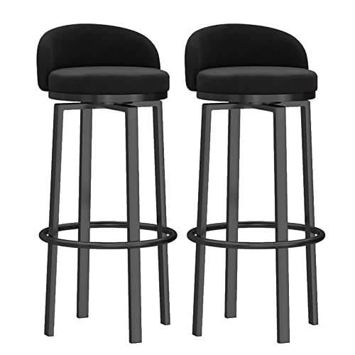 DFKGLCRR Counter Höhe Hocker Indoor Barhocker Satz von 2 25“ Moderne Counter Höhe Barhocker mit zurück Metall Beine gepolstert Armless Stühle für Home Küche, Esszimmer (Black,#A65cm) von DFKGLCRR
