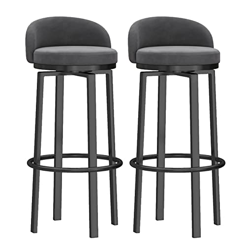 DFKGLCRR Counter Höhe Hocker Indoor Barhocker Satz von 2 25“ Moderne Counter Höhe Barhocker mit zurück Metall Beine gepolstert Armless Stühle für Home Küche, Esszimmer (Grey,#A65cm) von DFKGLCRR
