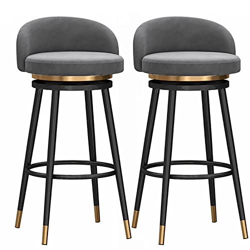 DFKGLCRR Counter Höhe Hocker Indoor Barhocker Satz von 2 25“ Moderne Counter Höhe Barhocker mit zurück Metall Beine gepolstert Armless Stühle für Home Küche, Esszimmer (Grey,#B65cm) von DFKGLCRR