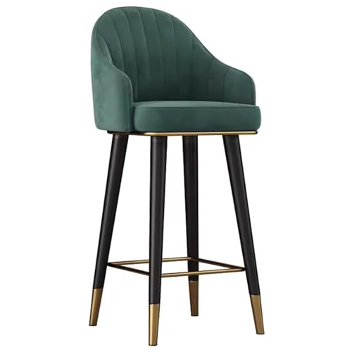 DFKGLCRR Counter Höhe Hocker Küche Insel Stuhl, 360° drehbar Frühstück Barhocker, Samt Sitz Barhocker mit Rücken und Fußstütze, leichte gepolsterte hohe Hocker (Green,65cm/(25.6")) von DFKGLCRR