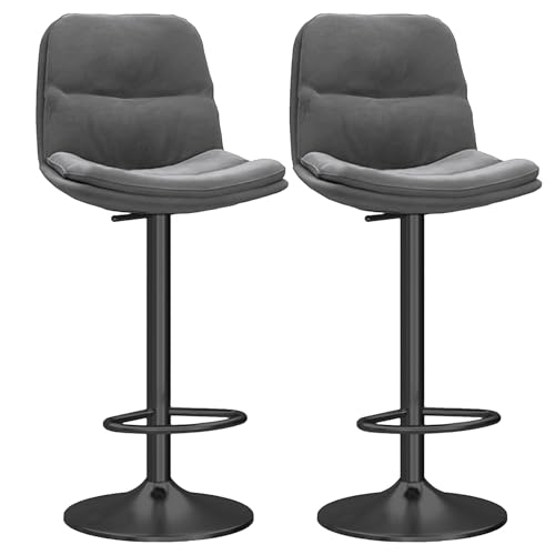 DFKGLCRR Counter Höhe Hocker Moderne Barhocker Counter Höhe Küche Esszimmer Stühle Swivel Einstellbare Höhe Barhocker Satz von 2 mit weichen gepolsterten Sitz (Gray+Black) von DFKGLCRR