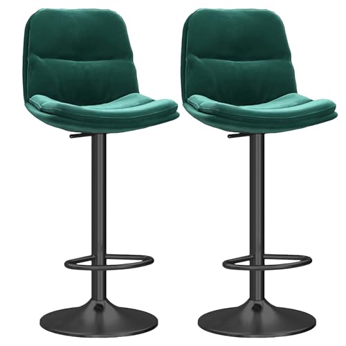 DFKGLCRR Counter Höhe Hocker Moderne Barhocker Counter Höhe Küche Esszimmer Stühle Swivel Einstellbare Höhe Barhocker Satz von 2 mit weichen gepolsterten Sitz (Green+Black) von DFKGLCRR