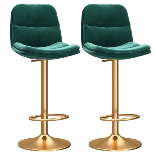 DFKGLCRR Counter Höhe Hocker Moderne Barhocker Counter Höhe Küche Esszimmer Stühle Swivel Einstellbare Höhe Barhocker Satz von 2 mit weichen gepolsterten Sitz (Green+Gold) von DFKGLCRR