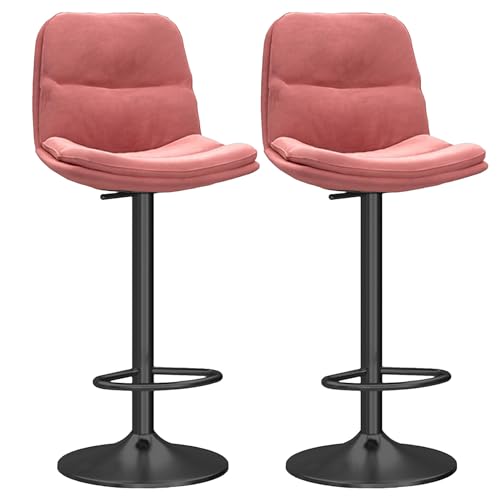 DFKGLCRR Counter Höhe Hocker Moderne Barhocker Counter Höhe Küche Esszimmer Stühle Swivel Einstellbare Höhe Barhocker Satz von 2 mit weichen gepolsterten Sitz (Pink+Black) von DFKGLCRR