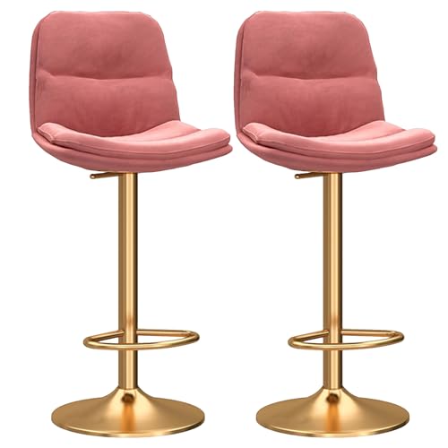 DFKGLCRR Counter Höhe Hocker Moderne Barhocker Counter Höhe Küche Esszimmer Stühle Swivel Einstellbare Höhe Barhocker Satz von 2 mit weichen gepolsterten Sitz (Pink+Gold) von DFKGLCRR