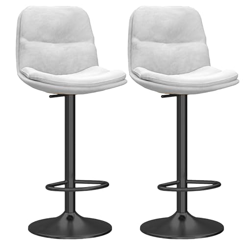 DFKGLCRR Counter Höhe Hocker Moderne Barhocker Counter Höhe Küche Esszimmer Stühle Swivel Einstellbare Höhe Barhocker Satz von 2 mit weichen gepolsterten Sitz (White+Black) von DFKGLCRR