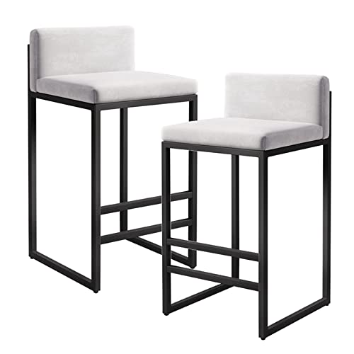 DFKGLCRR Counter Höhe Hocker Moderne Barhocker Gepolsterte Barhocker mit Rücken, Samt Kücheninsel Barhocker mit Fußstütze Esszimmerstühle für Kücheninsel Home Pub (White,2Pcs 25.6in) von DFKGLCRR