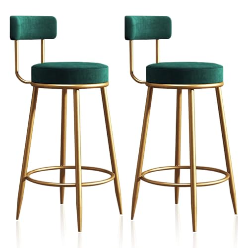 DFKGLCRR Counter Höhe Hocker Samt Frühstück Barhocker Satz von 2 hohlen zurück Counter Bar Stühle hohe Hocker für Haus, Esszimmer, Party, Moderne Küche Insel Stuhl (Green,65cm(25.6'')) von DFKGLCRR