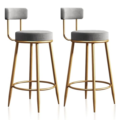 DFKGLCRR Counter Höhe Hocker Samt Frühstück Barhocker Satz von 2 hohlen zurück Counter Bar Stühle hohe Hocker für Haus, Esszimmer, Party, Moderne Küche Insel Stuhl (Grey,65cm(25.6'')) von DFKGLCRR