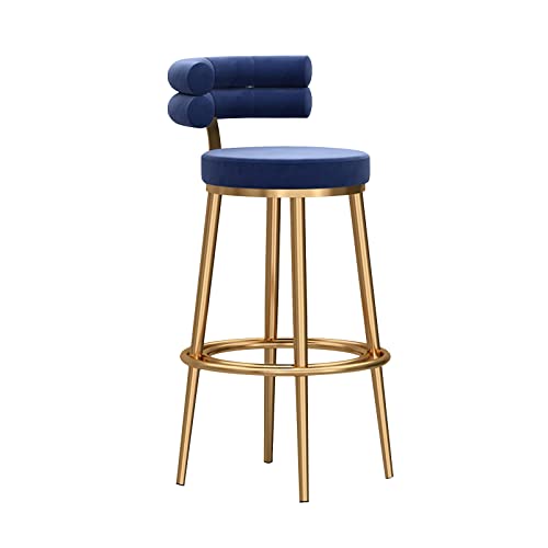 DFKGLCRR Counter Höhe Hocker Samt Moderne Barhocker mit zurück Gold Counter Höhe Frühstück Küche Stühle für Esszimmer Küche Insel Pub BarStools 1Pcs (Blue,1Pcs) von DFKGLCRR