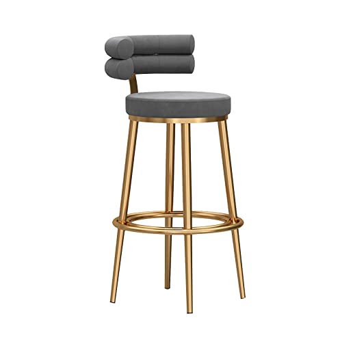 DFKGLCRR Counter Höhe Hocker Samt Moderne Barhocker mit zurück Gold Counter Höhe Frühstück Küche Stühle für Esszimmer Küche Insel Pub BarStools 1Pcs (Grey,1Pcs) von DFKGLCRR