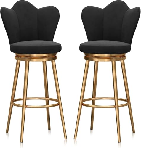 DFKGLCRR Counter Höhe Hocker Satz von 2, Barhocker Swivel Counter Höhe Hocker für Küche Esszimmer Party Bar Stühle Komfortable Küche Pub Bar Stühle Kapazität 330 lbs (Black,65cm(25.6 Inch)) von DFKGLCRR