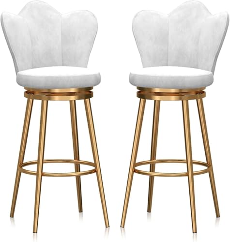 DFKGLCRR Counter Höhe Hocker Satz von 2, Barhocker Swivel Counter Höhe Hocker für Küche Esszimmer Party Bar Stühle Komfortable Küche Pub Bar Stühle Kapazität 330 lbs (White,65cm(25.6 Inch)) von DFKGLCRR
