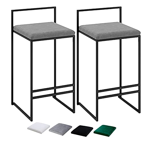 DFKGLCRR Counter Höhe Hocker Satz von 2 Barhocker Küchenstuhl, weiche Samt Kissen BarStools, 440 Lbs tragen Kapazität Modernes Design Hocker für Küche Bar Theke (Grey,75cm) von DFKGLCRR