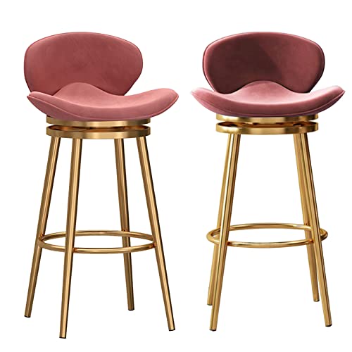 DFKGLCRR Counter Höhe Hocker Swivel Bar Hocker Satz von 2 Counter Höhe Barhocker, Moderne Samt Barhocker mit Mid zurück, gepolsterte Bar Stuhl mit Metall Base, Kücheninsel Hocker (Pink,Gold Leg 75cm) DFKGLCRR Counter Höhe Hocker Swivel Bar Hocker Satz von 2 Counter Höhe Barhocker, Moderne Samt Barhocker mit Mid zurück, gepolsterte Bar Stuhl mit Metall Base, Kücheninsel Hocker (Pink,Gold Leg 75cm) von DFKGLCRR