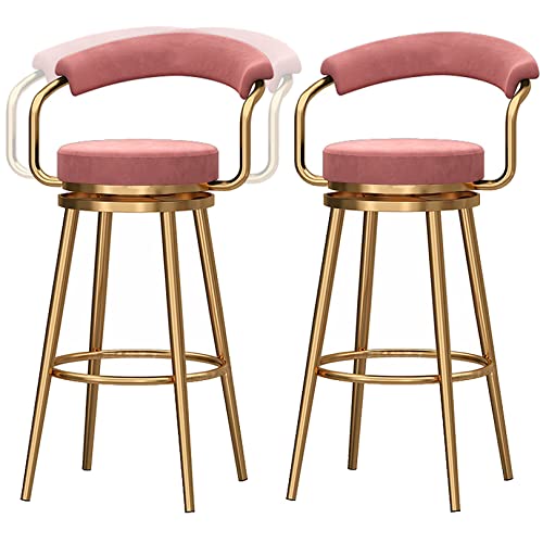 DFKGLCRR Drehbare Barhocker Morden Höhe Counter Barhocker mit Samt gepolstertem Sitz und Rücken, hohe Hocker für Pub Coffee Home Dinning Kücheninsel, 26/30 in (Pink 2ps,65cm/26in) von DFKGLCRR