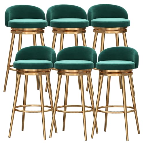 DFKGLCRR Drehbare Barhocker Satz von 6 samt gepolsterten Sitz mit niedriger Rückenlehne und Gold Metall Bein, Küche Frühstück Counter Höhe Hocker Barstühle, Sitzhöhe 65/75cm (Green,29.6in/75cm) DFKGLCRR Drehbare Barhocker Satz von 6 samt gepolsterten Sitz mit niedriger Rückenlehne und Gold Metall Bein, Küche Frühstück Counter Höhe Hocker Barstühle, Sitzhöhe 65/75cm (Green,29.6in/75cm) von DFKGLCRR