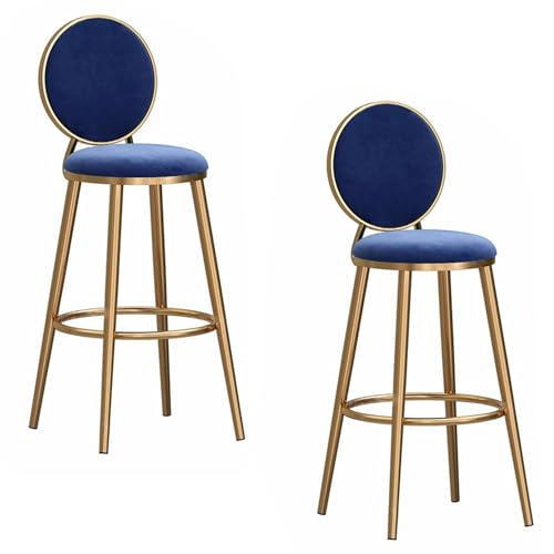 DFKGLCRR Gepolstert Samt Hocker Bar Stuhl Satz von 2, Samt Counter Höhe Barhocker Küche Insel Hocker (Dark Blue,65cm/25.6in) von DFKGLCRR