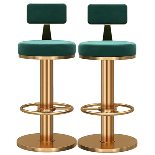 DFKGLCRR Heavy Duty High Barhocker 2er Set, 360° schwenkbar höhenverstellbar Counter Height Stools Esshocker mit niedriger Rückenlehne, Fußstütze für Kücheninsel (Green,65-80cm(25.6-31.5'')) von DFKGLCRR