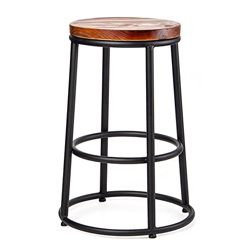 DFKGLCRR Industrielle Vintage Counter Höhe Barhocker, 26/30in Barhocker Barstühle mit Massivholz Sitz hohe Küchenstühle für Pub Cafe Bar (1ps,65cm/26.5in) von DFKGLCRR