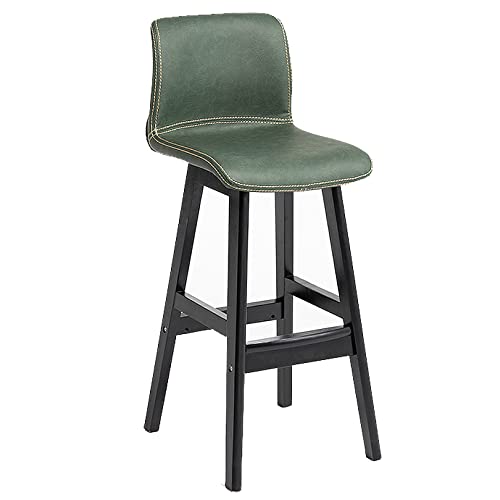 DFKGLCRR Kunstleder Barhocker, Counter Höhe Barhocker, Modernes Design Barhocker mit Rückenlehne und Holzbeine Hohe Küchenstühle für Pub Cafe Bar (Green 1ps,62cm/24.4in) von DFKGLCRR
