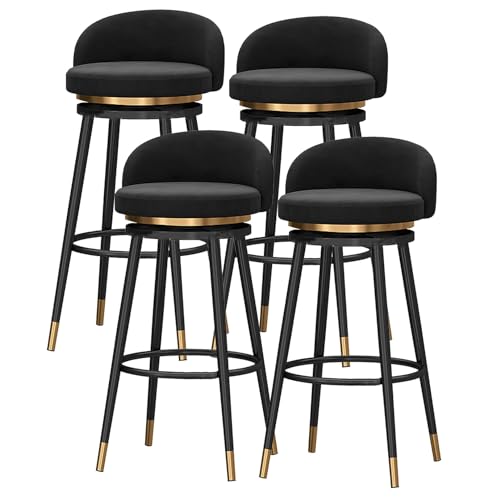 DFKGLCRR Modern Swivel Bar Stühle Satz von 4 Counter Höhe Stühle mit niedrigen Rückenlehne und Fußstütze Luxus Samt Barhocker Home Bar Küche Insel Hocker Schwarz Metall Bein (Black,25.6in/65cm) DFKGLCRR Modern Swivel Bar Stühle Satz von 4 Counter Höhe Stühle mit niedrigen Rückenlehne und Fußstütze Luxus Samt Barhocker Home Bar Küche Insel Hocker Schwarz Metall Bein (Black,25.6in/65cm) von DFKGLCRR