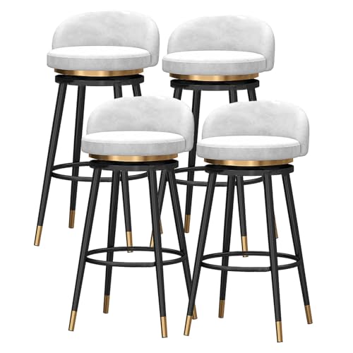 DFKGLCRR Modern Swivel Bar Stühle Satz von 4 Counter Höhe Stühle mit niedrigen Rückenlehne und Fußstütze Luxus Samt Barhocker Home Bar Küche Insel Hocker Schwarz Metall Bein (White,29.6in/75cm) DFKGLCRR Modern Swivel Bar Stühle Satz von 4 Counter Höhe Stühle mit niedrigen Rückenlehne und Fußstütze Luxus Samt Barhocker Home Bar Küche Insel Hocker Schwarz Metall Bein (White,29.6in/75cm) von DFKGLCRR