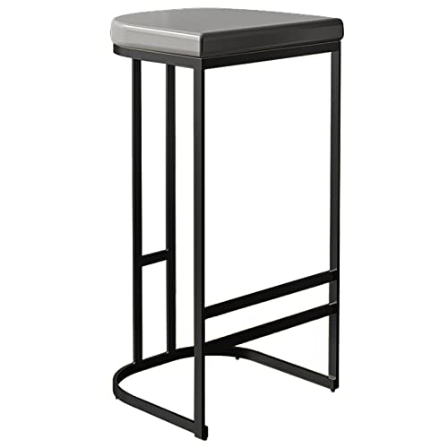 DFKGLCRR Moderne Counter Hocker PU Leder gepolstert Barhocker 26/30in Küche Insel Pub Kaffee Esszimmer Hocker mit Metall Bein und Fußstütze (Gray 1ps,65cm/26in) von DFKGLCRR