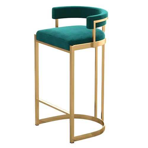 DFKGLCRR Moderne Samt Barhocker Zähler Höhe Barhocker, hohe Barstühle mit niedriger Rückenlehne für Kücheninsel, Restaurant, Pub, Cafe (Green,65cm(25.6'')) von DFKGLCRR