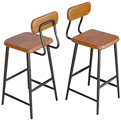 DFKGLCRR Moderner Barhocker 2er Set Barhocker Thekenhocker mit Holzsitz und Metallbeinen und Fußstütze, Barstühle Esszimmerstühle Home Küchenhocker (A,65cm/26in) von DFKGLCRR
