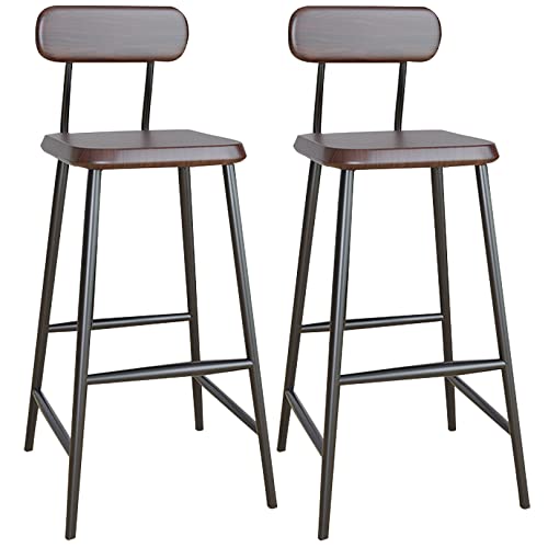 DFKGLCRR Moderner Barhocker 2er Set Barhocker Thekenhocker mit Holzsitz und Metallbeinen und Fußstütze, Barstühle Esszimmerstühle Home Küchenhocker (B,65cm/26in) von DFKGLCRR