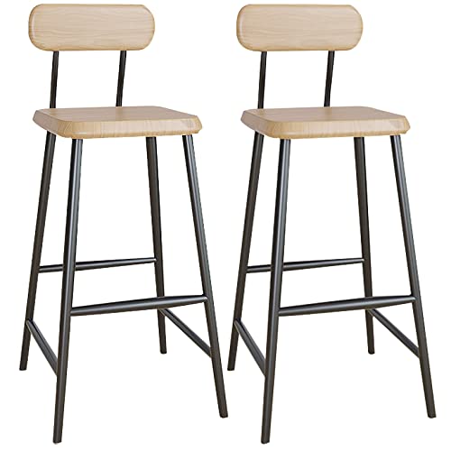 DFKGLCRR Moderner Barhocker 2er Set Barhocker Thekenhocker mit Holzsitz und Metallbeinen und Fußstütze, Barstühle Esszimmerstühle Home Küchenhocker (C,65cm/26in) von DFKGLCRR