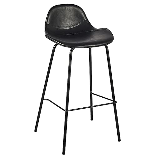 DFKGLCRR PU Leder Barhocker, Counter Höhe Barstühle, Moderne Barhocker mit Rücken, Metallbeine und Fußstütze, hohe Küchenstühle für Pub Cafe Bar (Black 1ps) von DFKGLCRR