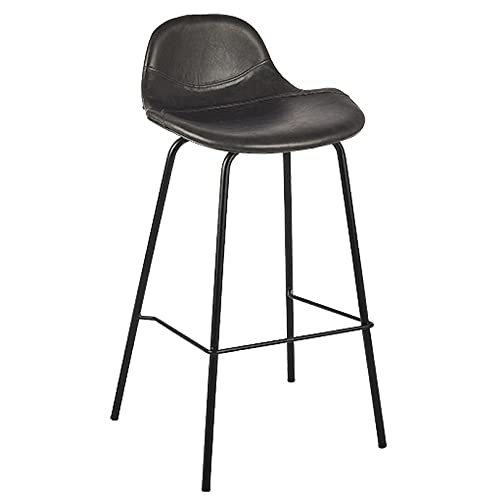 DFKGLCRR PU Leder Barhocker, Counter Höhe Barstühle, Moderne Barhocker mit Rücken, Metallbeine und Fußstütze, hohe Küchenstühle für Pub Cafe Bar (Gray 1ps) von DFKGLCRR