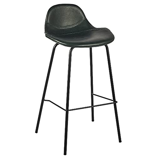 DFKGLCRR PU Leder Barhocker, Counter Höhe Barstühle, Moderne Barhocker mit Rücken, Metallbeine und Fußstütze, hohe Küchenstühle für Pub Cafe Bar (Green 1ps) von DFKGLCRR