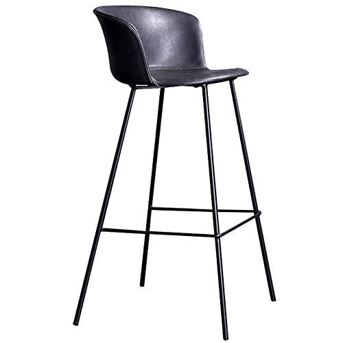DFKGLCRR PU Leder Barhocker, Frühstück Barhocker Zähler Höhe Bar Stühle für Küche Insel Pub Wohnzimmer, 330lbs Kapazität, Fußstütze (Gray 1ps,75cm/30in) von DFKGLCRR