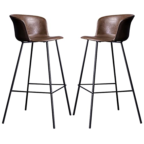 DFKGLCRR PU Leder Barhocker, Frühstück Barhocker Zähler Höhe Bar Stühle für Küche Insel Pub Wohnzimmer, 330lbs Kapazität, Fußstütze (Khaki 2ps,65cm/26in) von DFKGLCRR