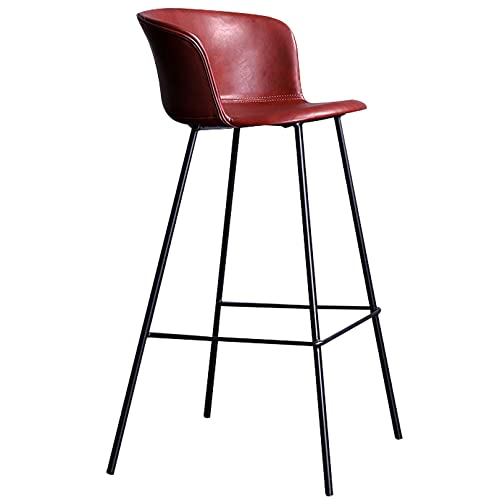 DFKGLCRR PU Leder Barhocker, Frühstück Barhocker Zähler Höhe Bar Stühle für Küche Insel Pub Wohnzimmer, 330lbs Kapazität, Fußstütze (Red 1ps,75cm/30in) von DFKGLCRR