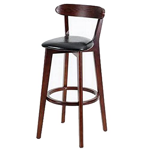 DFKGLCRR PU-Leder Barhocker, Moderne Bar Höhe Hocker Stühle, Holzrahmen, Rücken und Fußstütze, Küchentheke, Esszimmer Barhocker (Black 1ps,71cm/28in) von DFKGLCRR